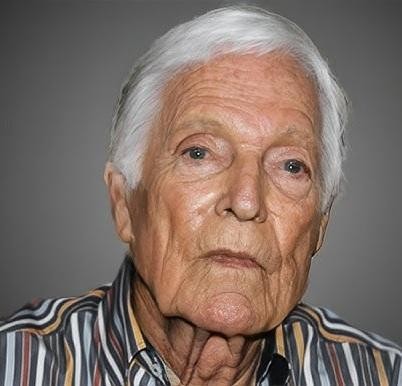 Richard Chamberlain w ujęciu artystycznym, z elementami symbolizującymi jego karierę aktorską i malarską, w tym światłem scenicznym i pędzlem.